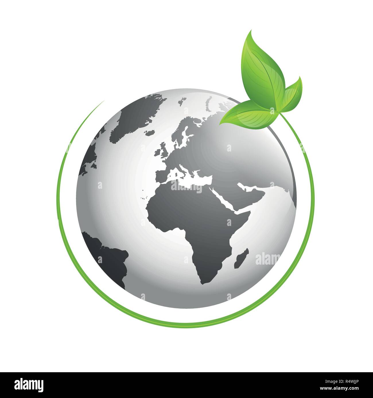 globe with green leaf on white background vector illustration EPS10 ...