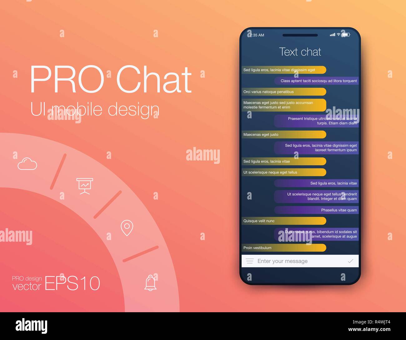 Vector phone chat interface. Sms messages. Speech bubbles. Short ...