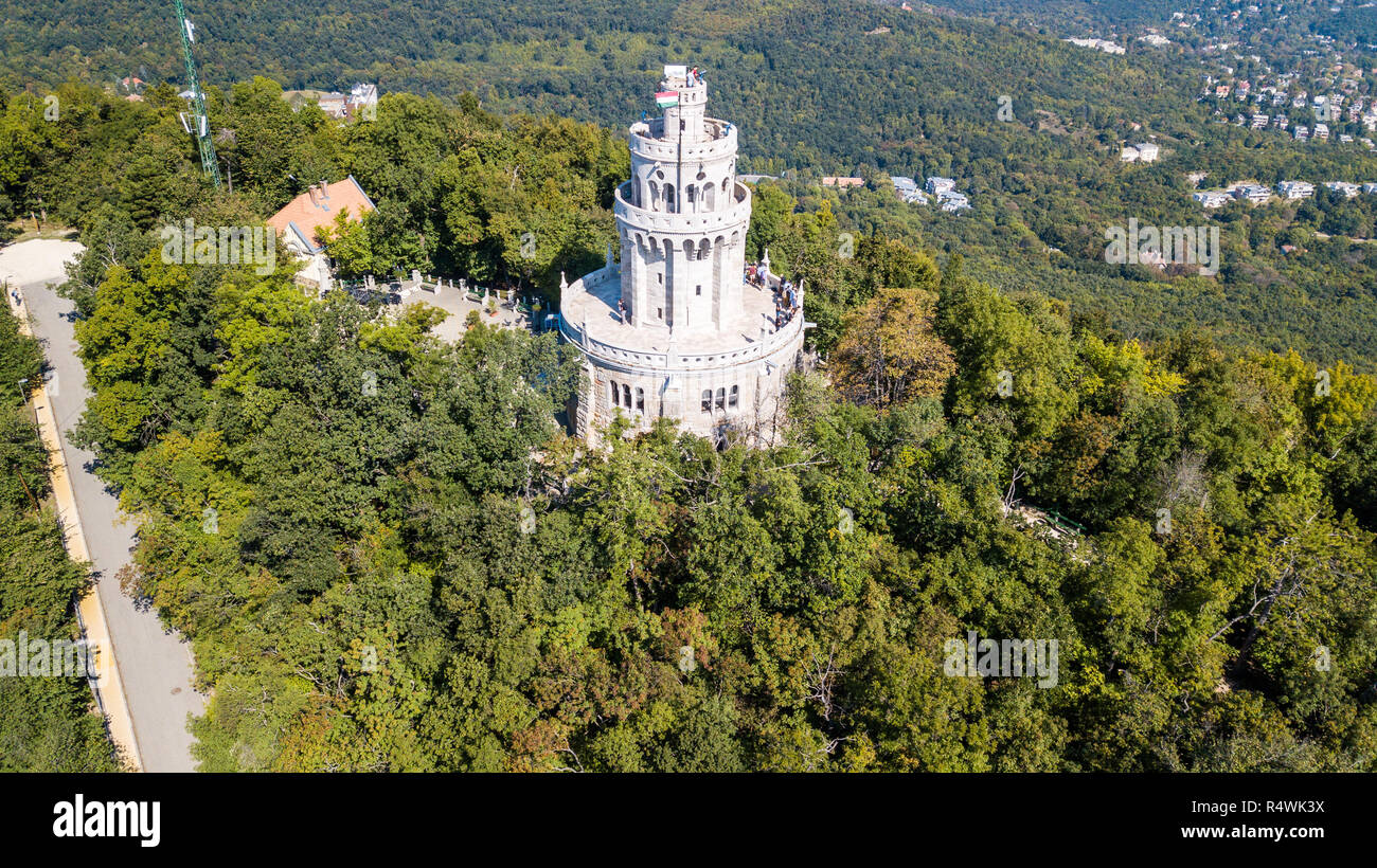 Erzsébet kilátó or Elizabeth Lookout, on János-hegy or Janos Hill, Budapest, Hungary Stock Photo