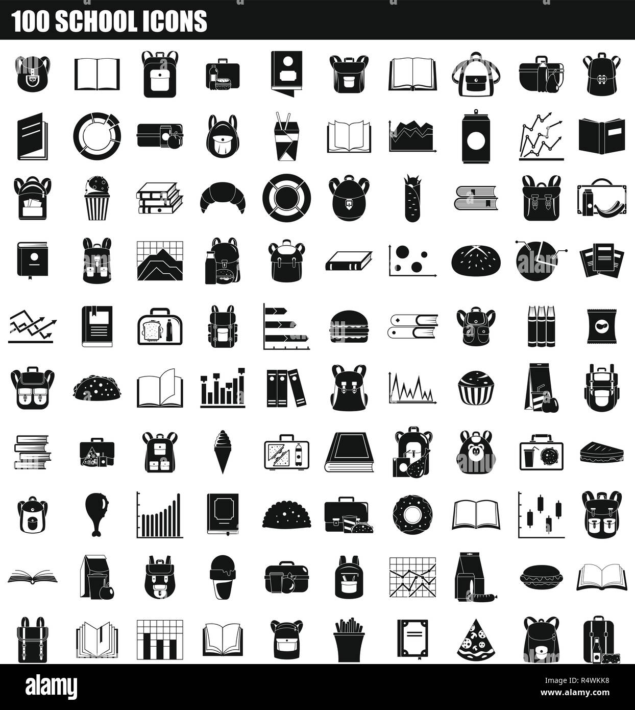 100 school icon set. Simple set of 100 school vector icons for web design  isolated on white background Stock Vector Image & Art - Alamy