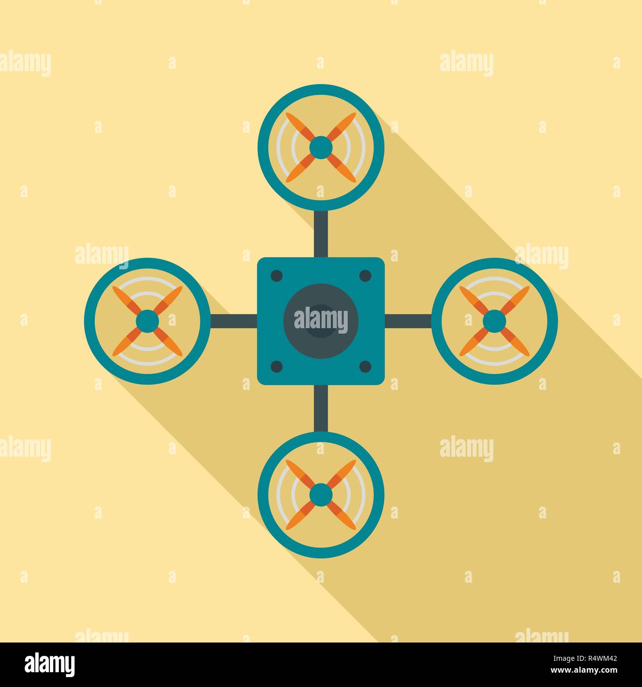 Top blue drone icon. Flat illustration of top blue drone vector icon ...