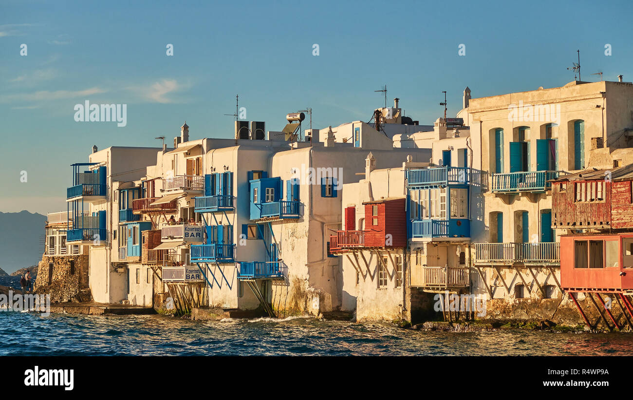 Little Venice in Mykonos Stock Photo