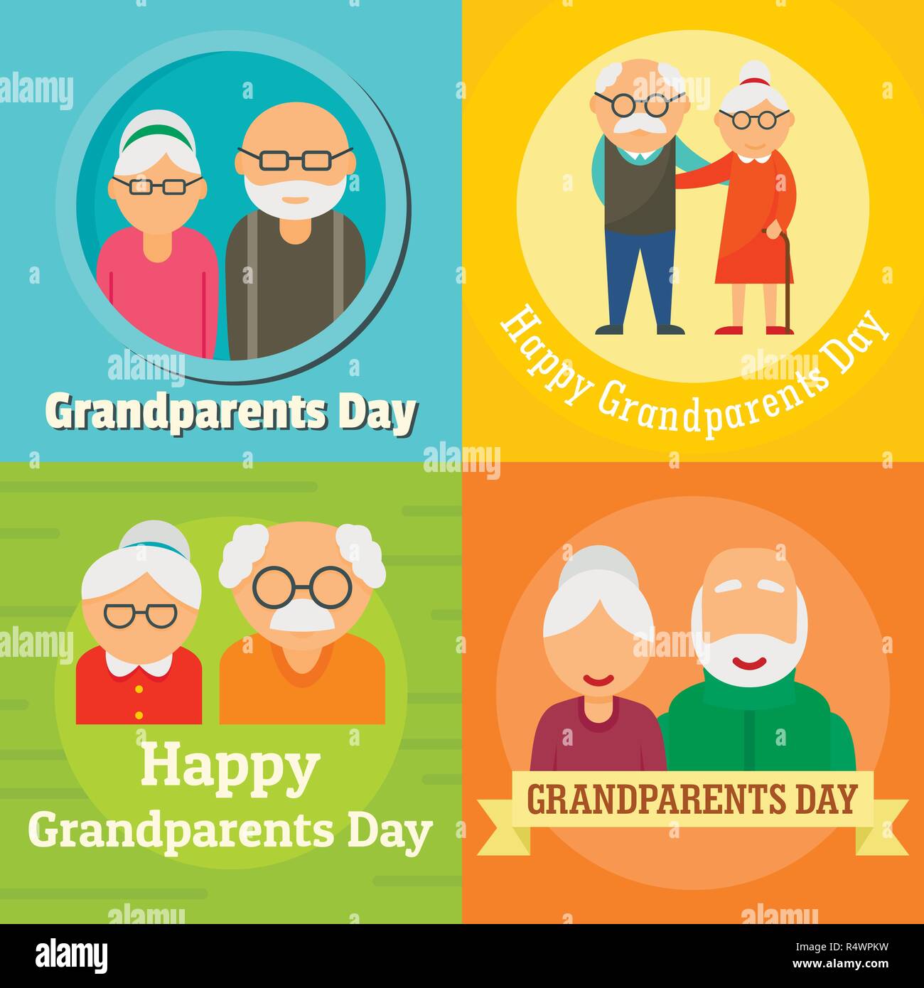 Download Grandparents Day Gift Granny Happy Grandpa Banner Concept Set Flat Illustration Of 4 Grandparents Day Gift Granny Happy Grandpa Vector Banner Concepts For Web Stock Vector Image Art Alamy
