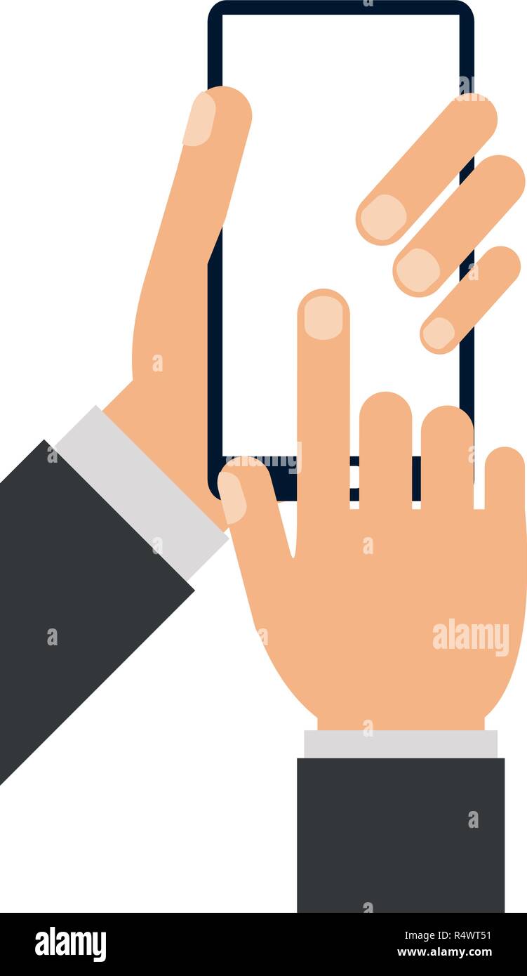 Hand using smartphone black and white Stock Vector Image & Art - Alamy