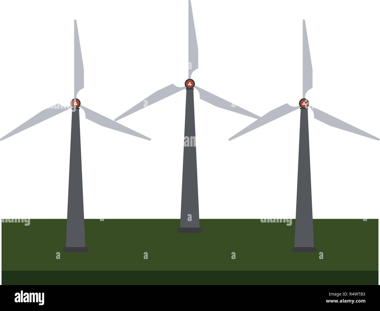 Wind turbines field green energy black and white Stock Vector Image ...