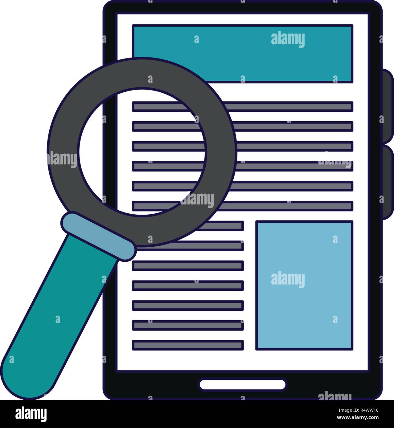 Tablet and magnifying glass Stock Vector