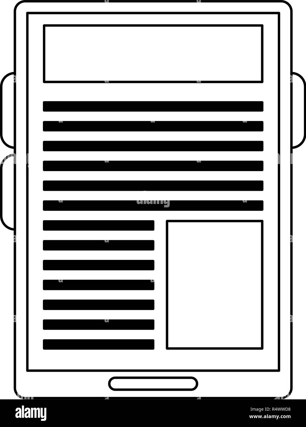 Tablet navigating internet black and white Stock Vector