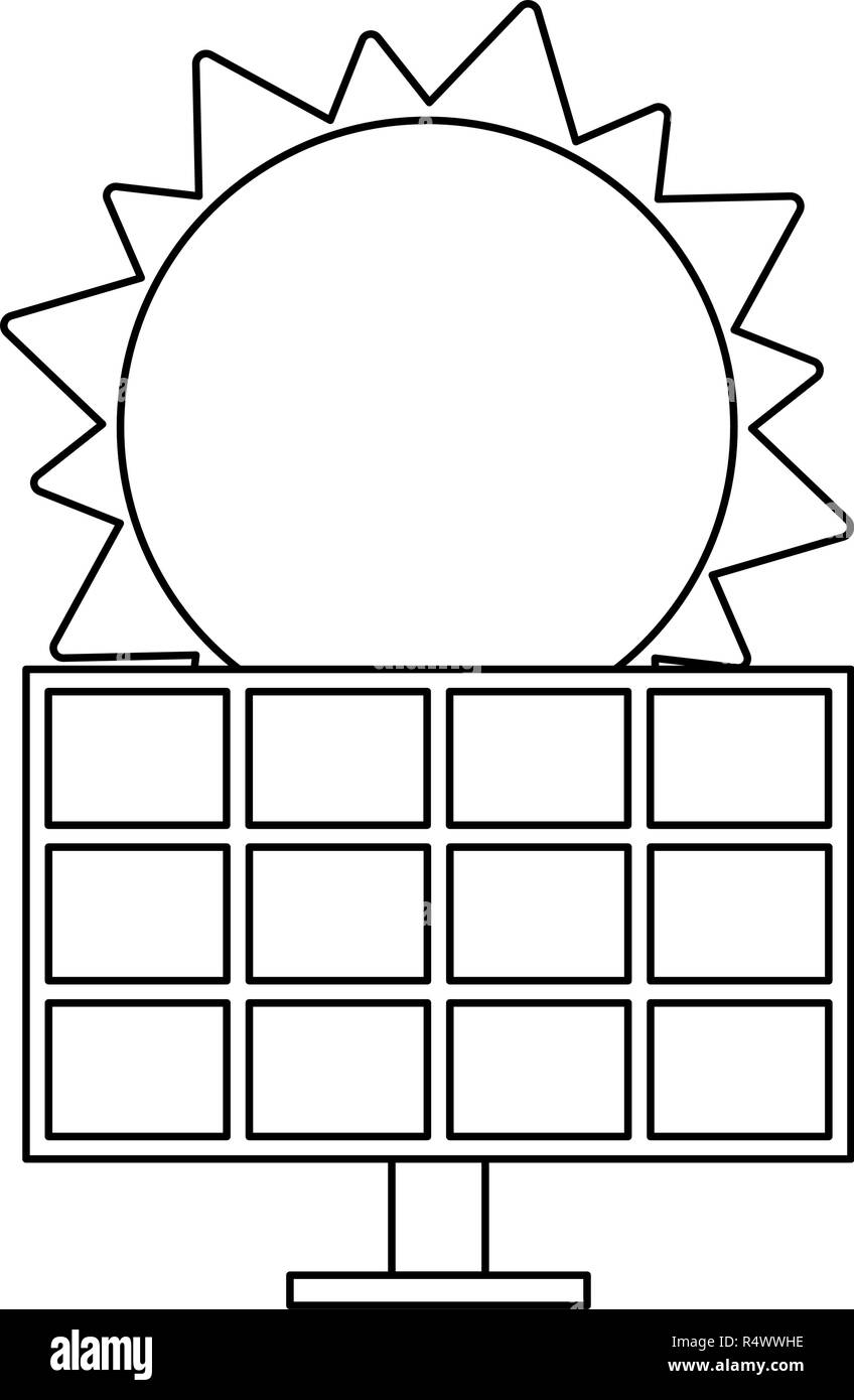 Solar panel and sun black and white Stock Vector Image & Art - Alamy