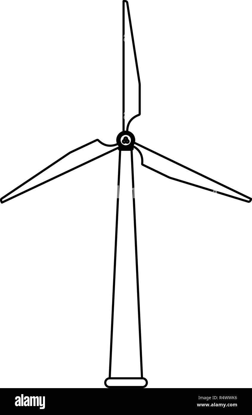 Wind turbine eolic energy black and white Stock Vector Image & Art - Alamy