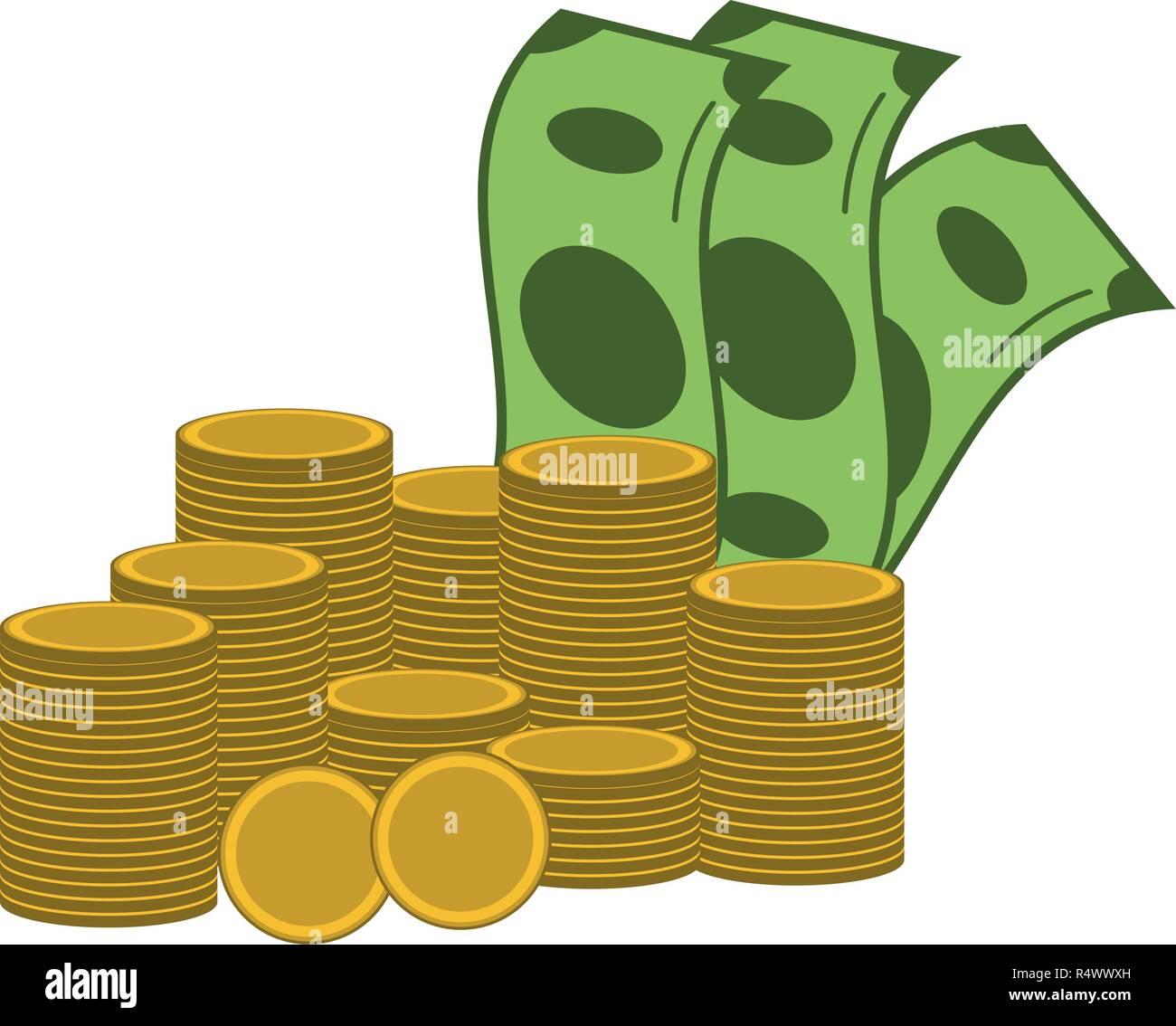 Money cash and coins stacked Stock Vector Image & Art - Alamy