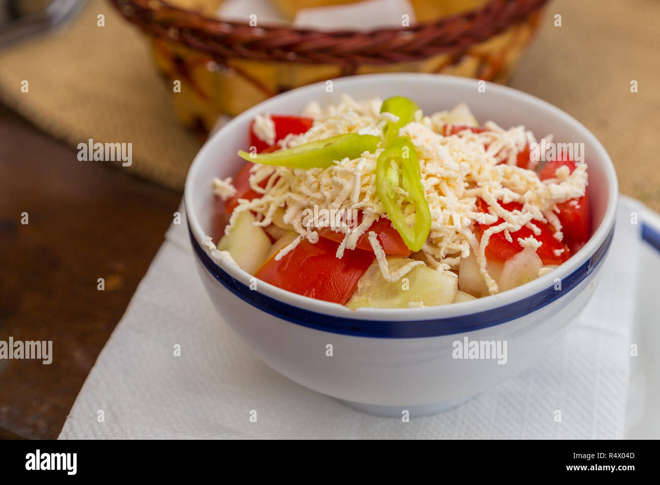 Shopska salad, traditional Balkan food. Zlatibor Serbia Stock Photo Alamy