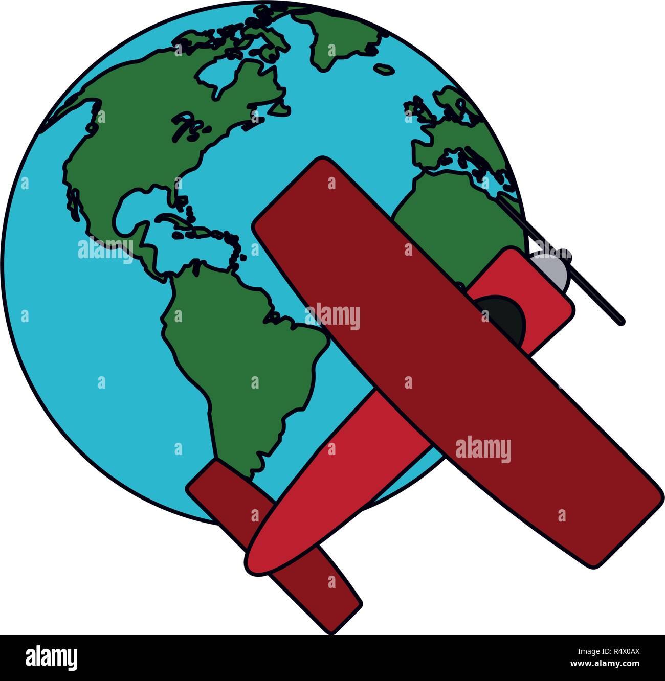 Small airplane around world Stock Vector Image & Art - Alamy