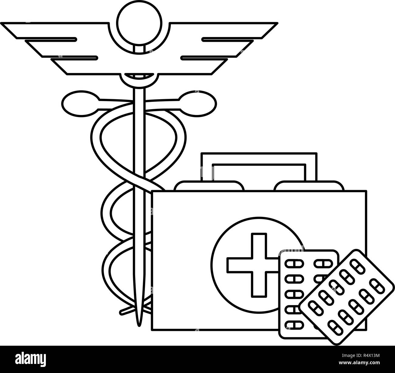Medical elements and symbols black and white Stock Vector Image & Art