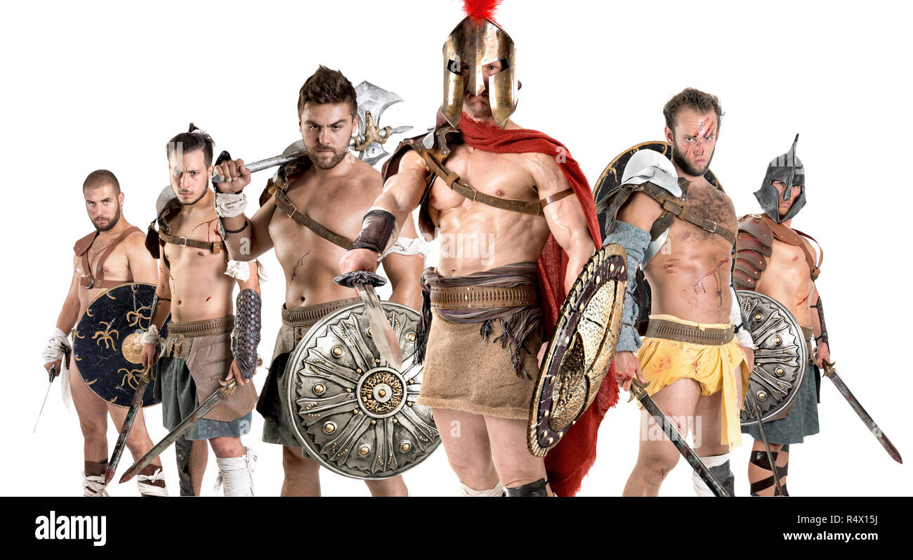 Group of gladiators Stock Photo