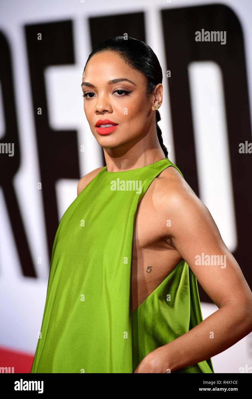 Tessa Thompson attending the European premiere of Creed 2 held at the