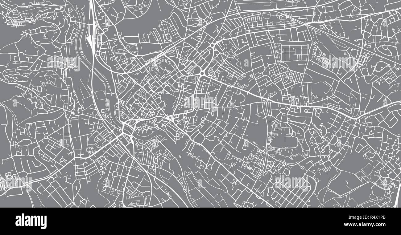 Urban vector city map of Exeter, England Stock Vector
