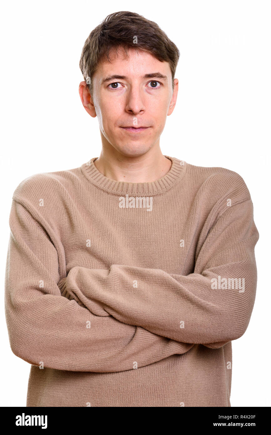 Studio shot of man with arms crossed Stock Photo