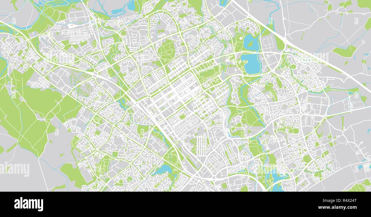 Urban vector city map of milton keynes england stock vector image