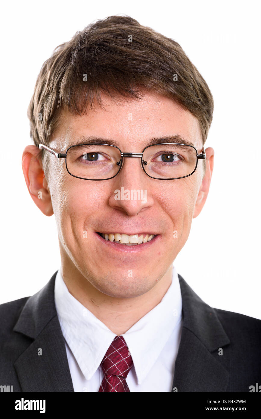Face of happy businessman smiling while wearing eyeglasses Stock Photo ...