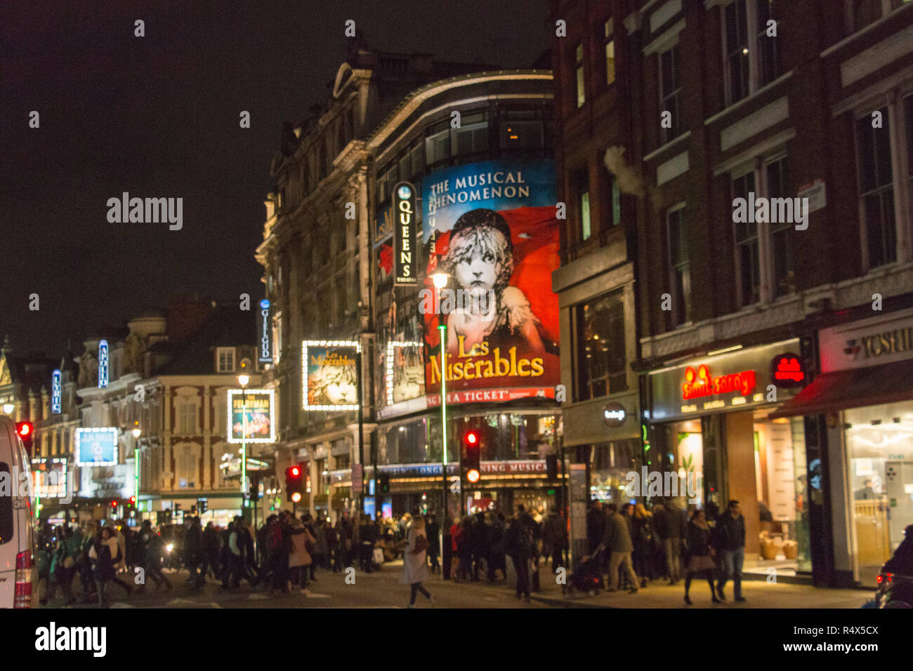 West end Theatre by night, Les miserables London  west end, UK Stock Photo