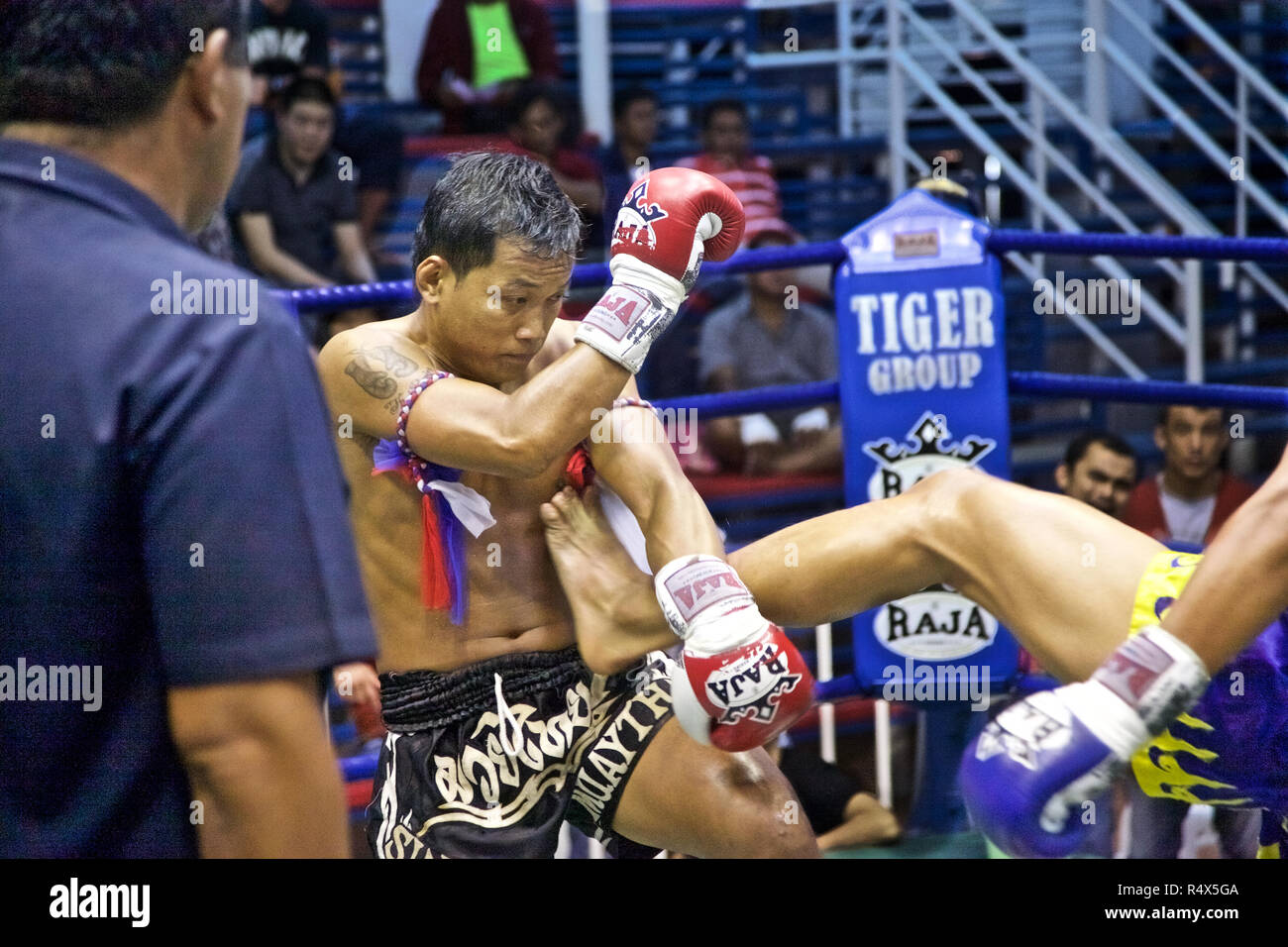 A Muay Thai, kick boxing fight, Phuket , Thailand Stock Photo