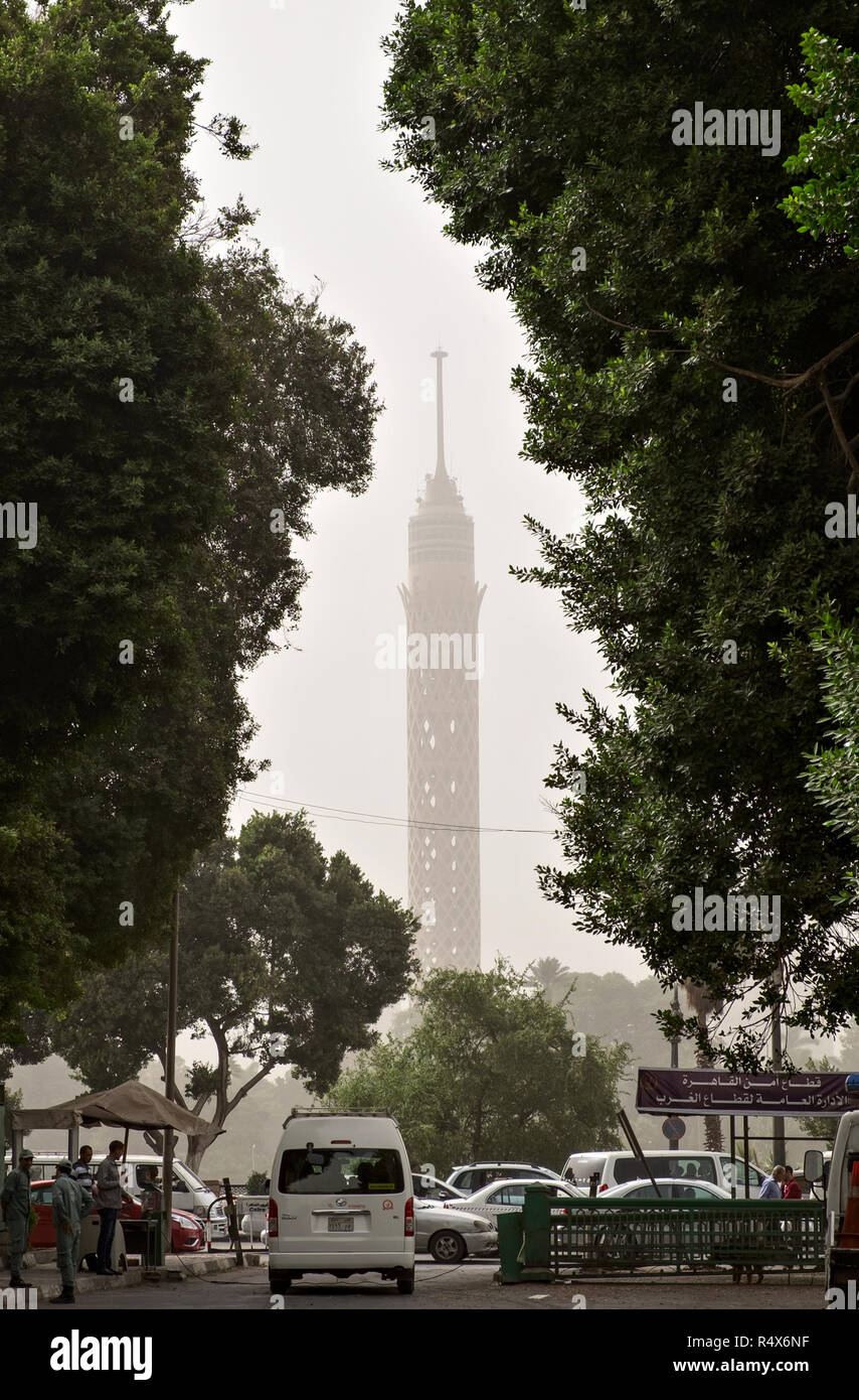 EGYPT, CAIRO - 25 October 2018: Cairo tower in the dense smog Stock Photo