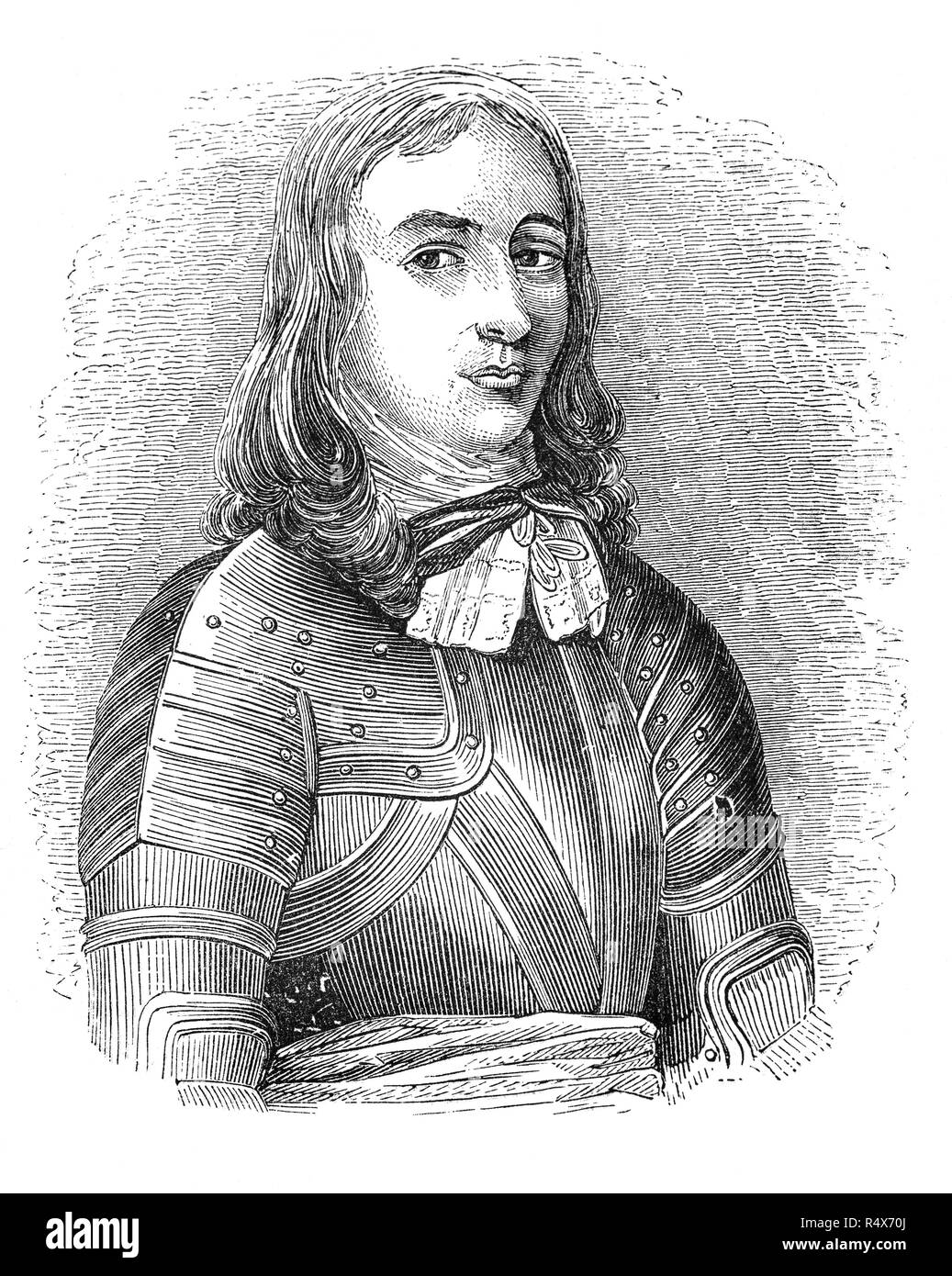 Richard Cromwell (1626-1712) became the second Lord Protector of England, Scotland and Ireland, and was one of only two commoners to become the English head of state, the other being his father, Oliver Cromwell, from whom he inherited the post.  On his father's death Richard became Lord Protector, but he lacked authority and formally renounced power nine months after succeeding. Stock Photo