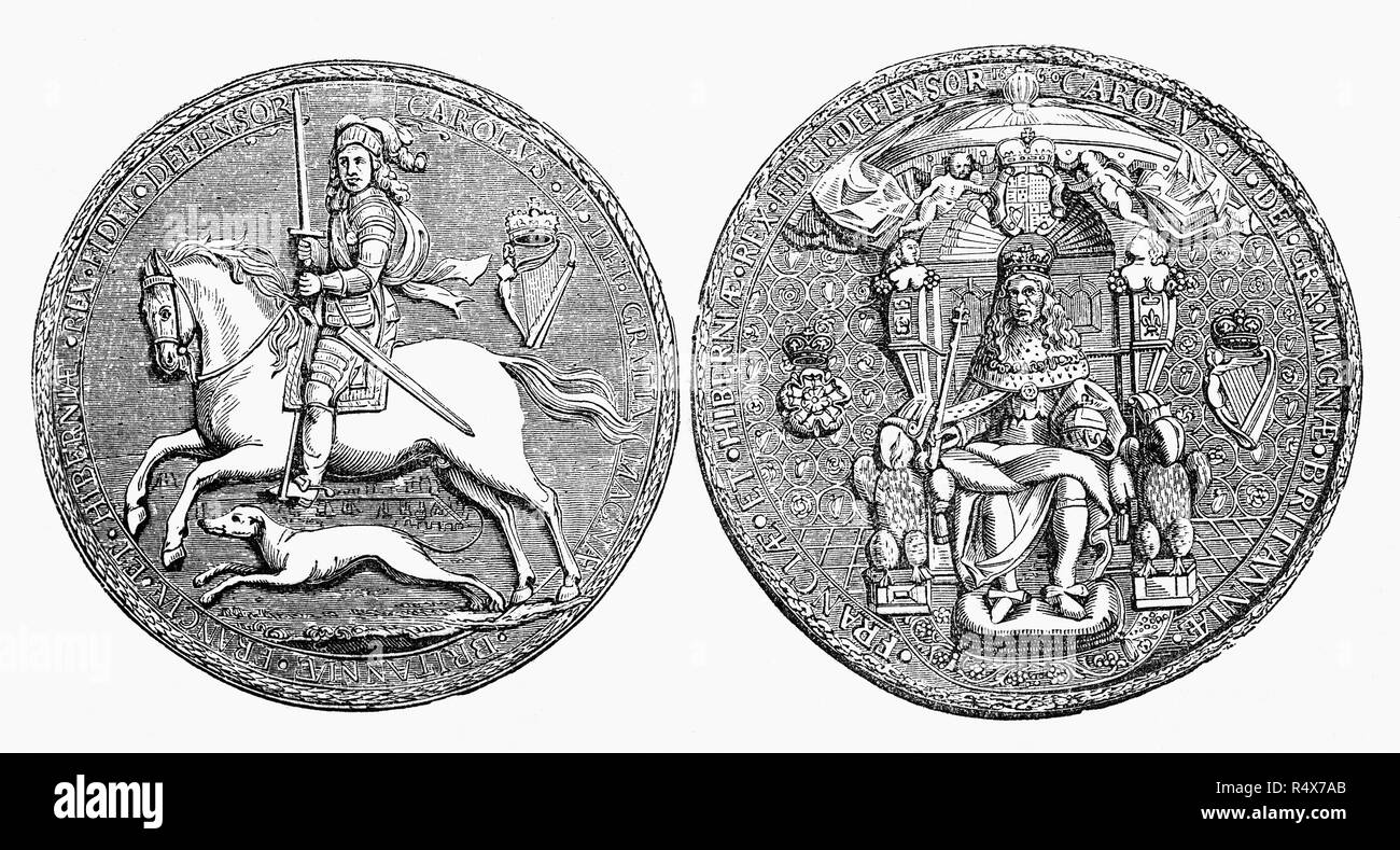 The Great Seal Of Charles Ii 1630 1685 King Of England Scotland And Ireland He Was King Of England Scotland And Ireland From The Restoration Of The Monarchy In 1660 Until His Death The Great Seal Of Charles Ii 1630 1685 King Of England Scotland And Ireland He Was King Of England Scotland And Ireland From The Restoration Of The Monarchy In 1660 Until His Death