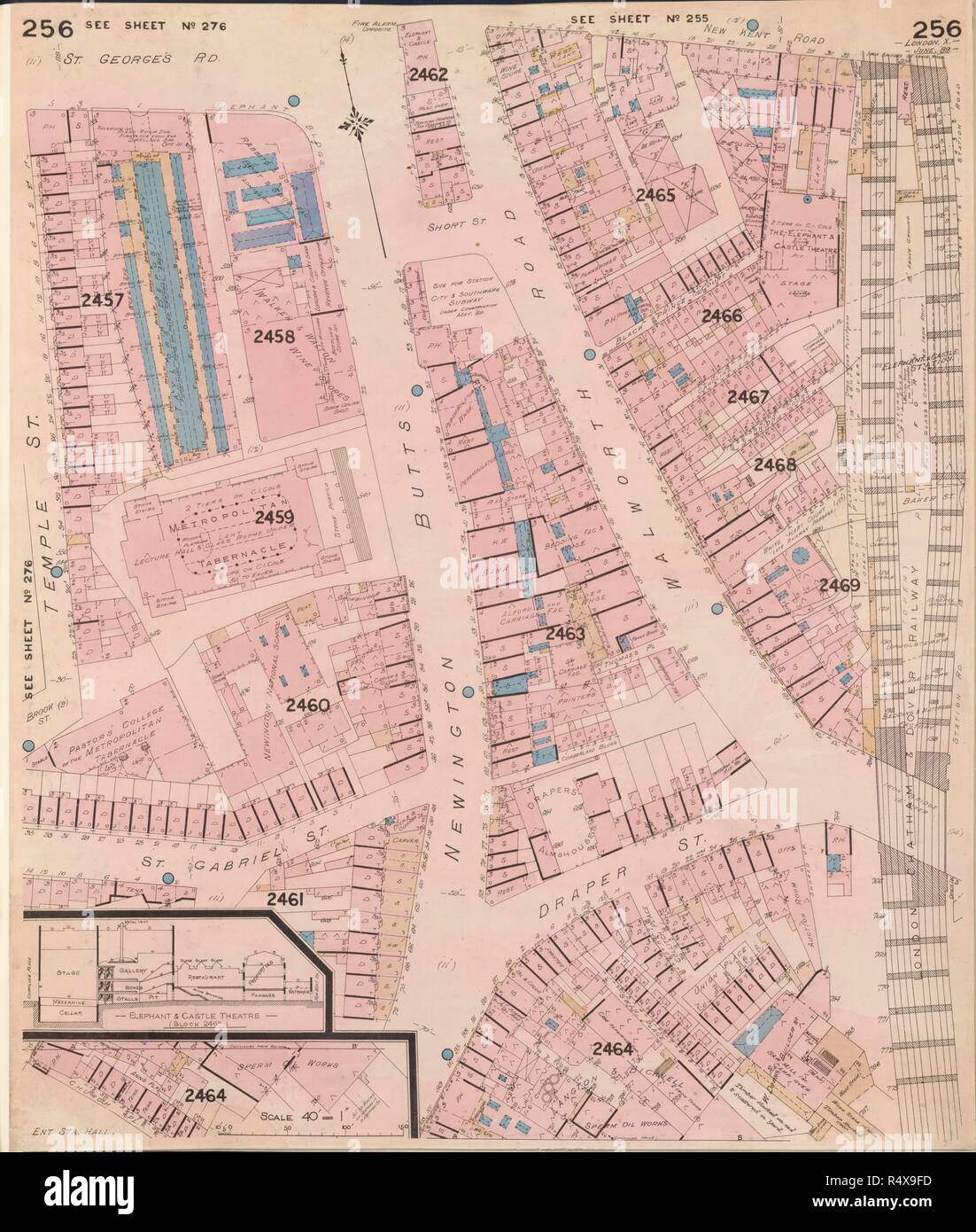 Insurance Plan of City of London. Insurance Plan of City of London. [By] C.E. Goad Scale, 40 ft. = 1 inch Key-plan, 200 ft. = 1 inch... London, 1886, 1897. Source: Maps 145.b.22, 256. Language: English. Stock Photo
