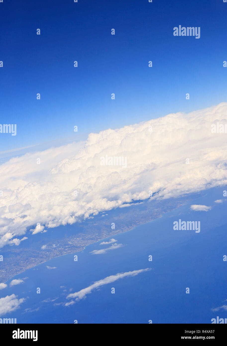 Clouds on blue sky. Aerial view Stock Photo