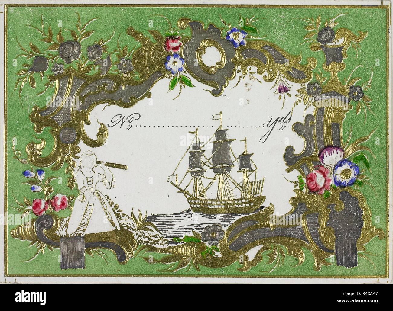 Shape of an island. Olga Hirsch collection of decorated papers. Shape of an island. Bookwrappers: Rococco.  Image taken from: The Olga Hirsch Collection of Decorated Papers. . Source: Hirsch J 3379. Stock Photo