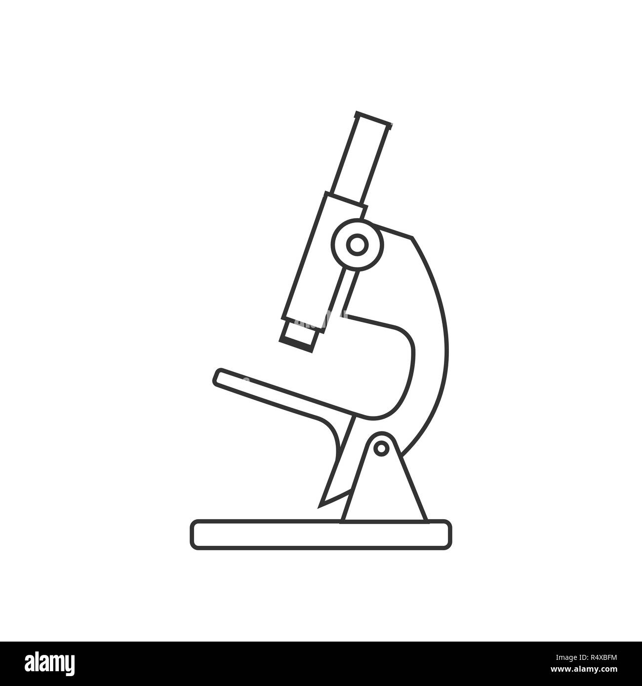 Microscope icon, silhouette. Vector illustration, flat design. Stock Vector