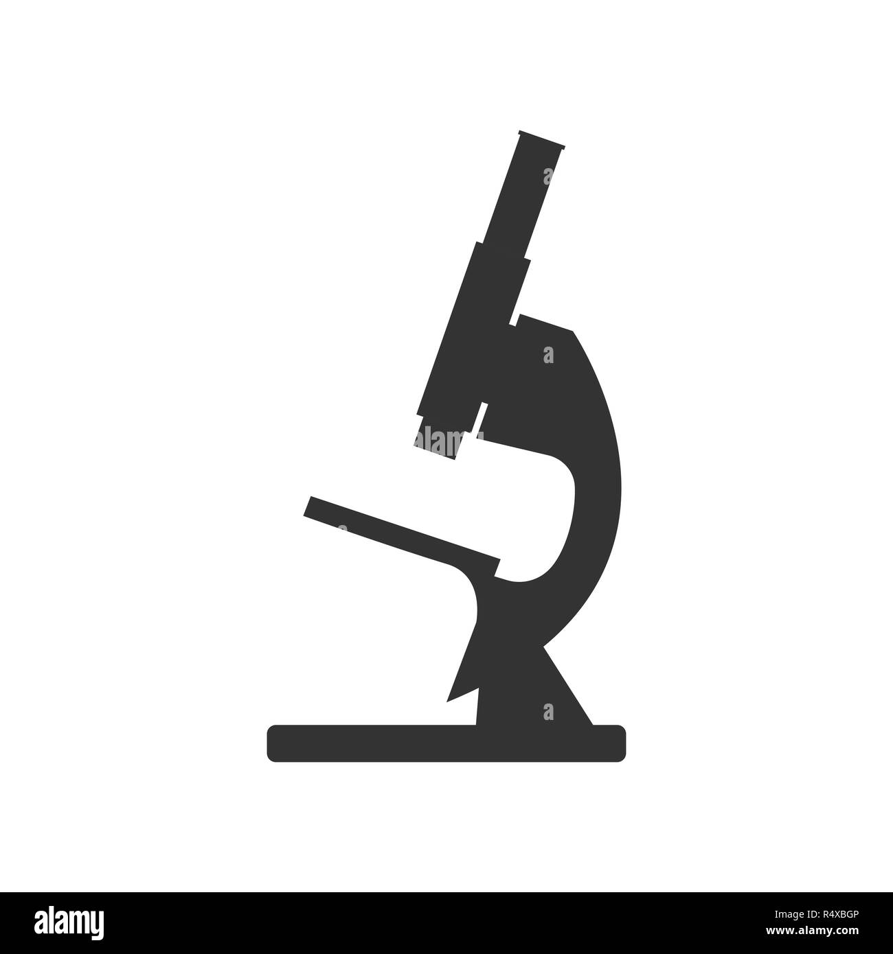 Microscope icon, silhouette. Vector illustration, flat design. Stock Vector