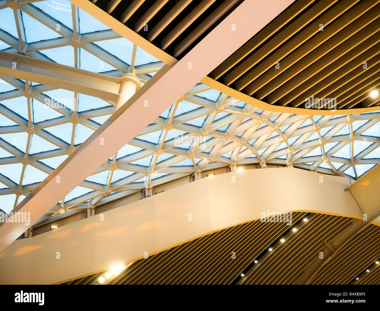 Fiumicino Airport terminal 3 ceiling - Rome, Italy Stock Photo