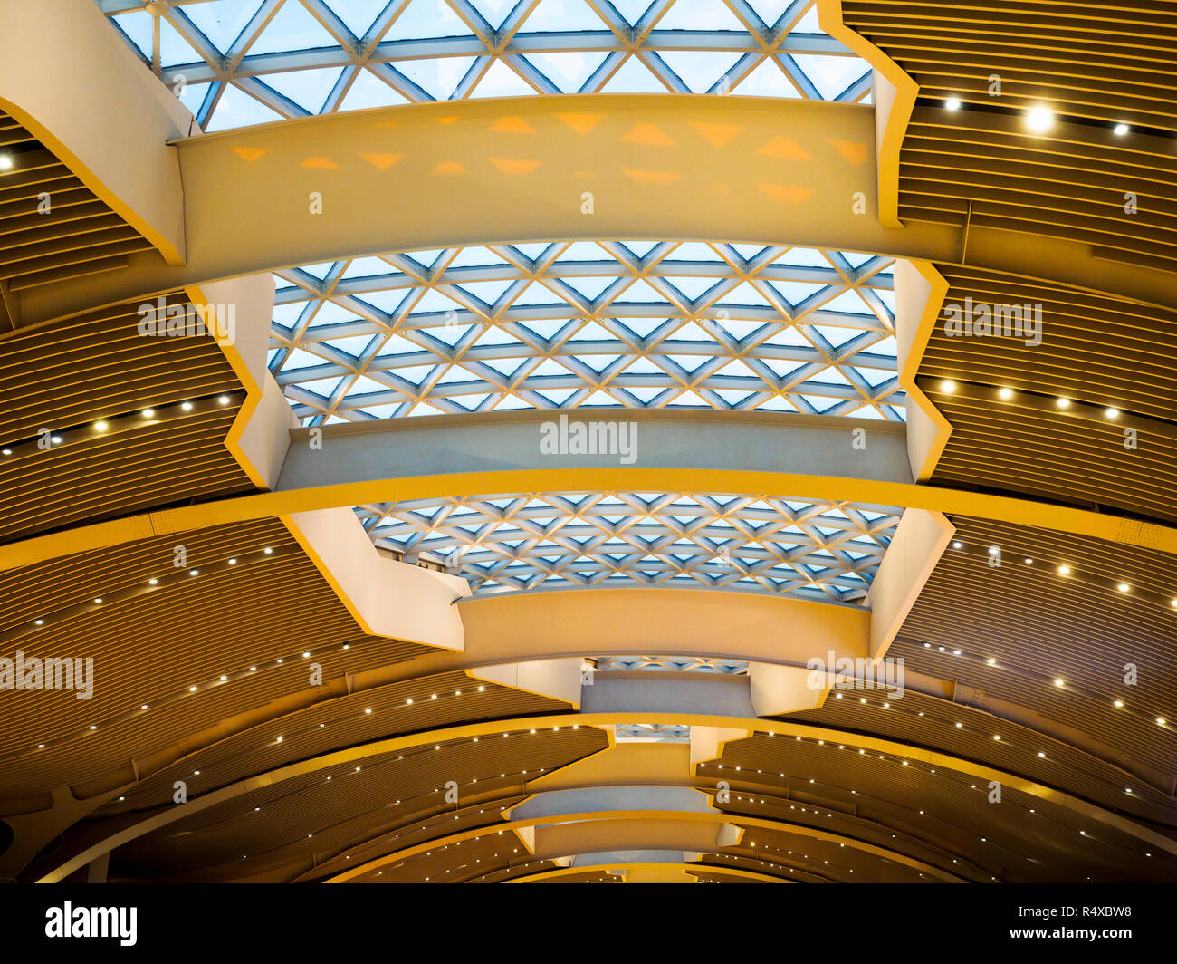 Fiumicino Airport terminal 3 ceiling - Rome, Italy Stock Photo