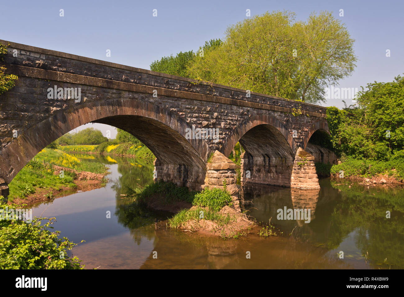 Five arch bridge on the River Tone on the outskirts of Creech St