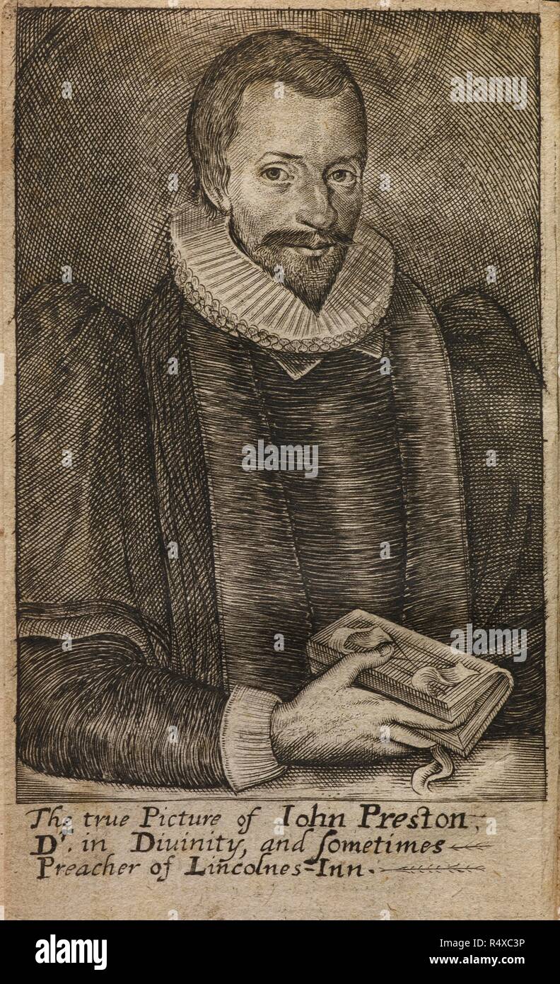 Portrait of John Preston, a churchman and writer of sermons. . The Saints Submission and Sathans Overthrow. Or sermons on James 4. 7. P. Cole. London, 1638. Source: 1112.a.6 frontispiece. Language: English. Stock Photo