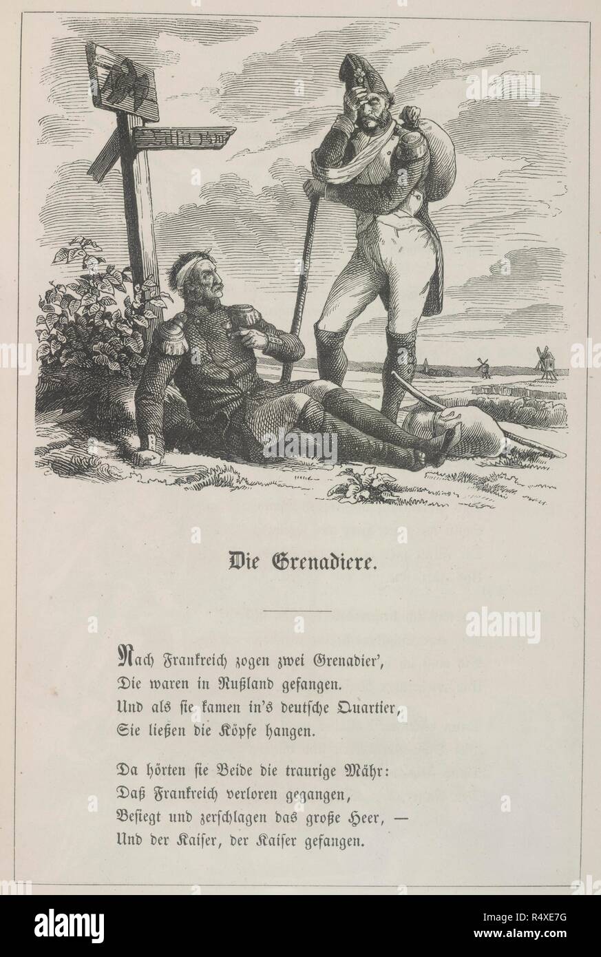 The Grenadier. Deutsches Balladenbuch. Mit Holzschnitten nach Zei. Leipzig, 1852. Source: 11521.g.1, 433. Language: German. Stock Photo
