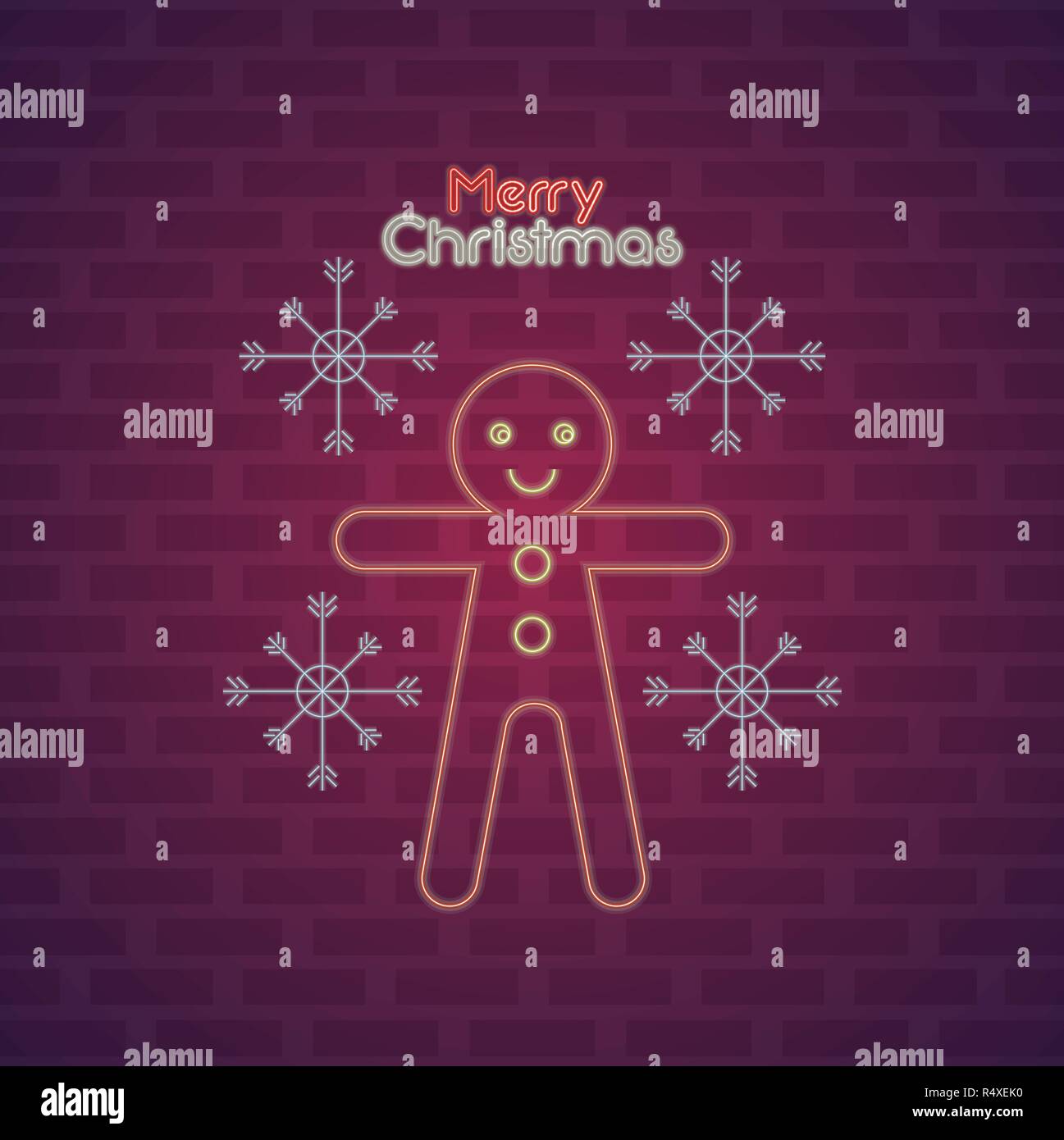 merry christmas card neon lights Stock Vector