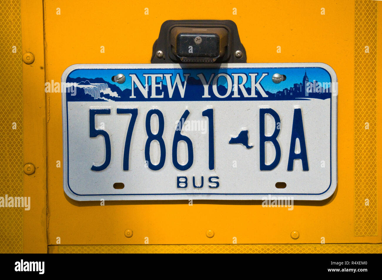 New york bus number plate Stock Photo Alamy