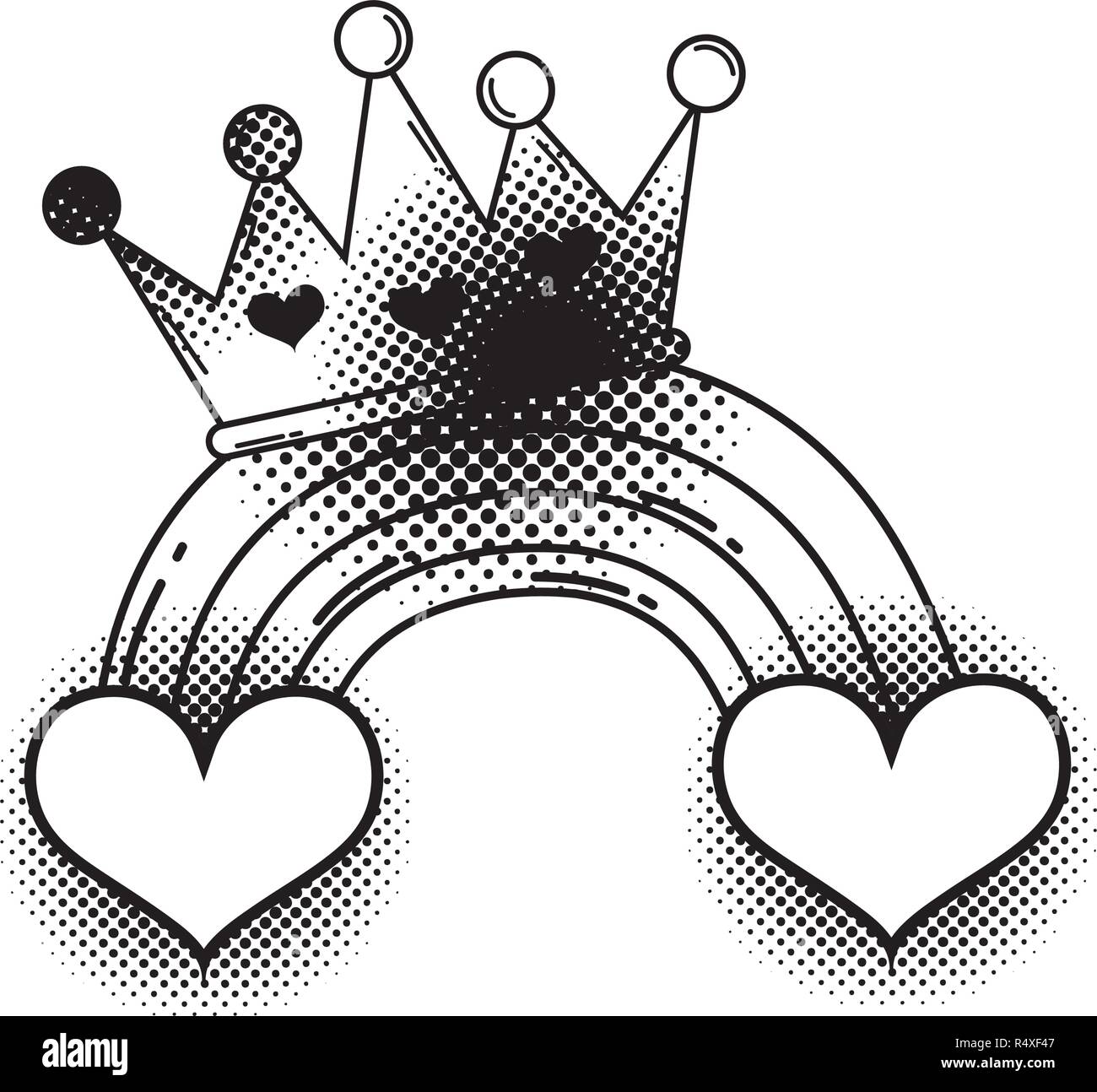 heart with crown pop art style vector illustration design Stock Vector