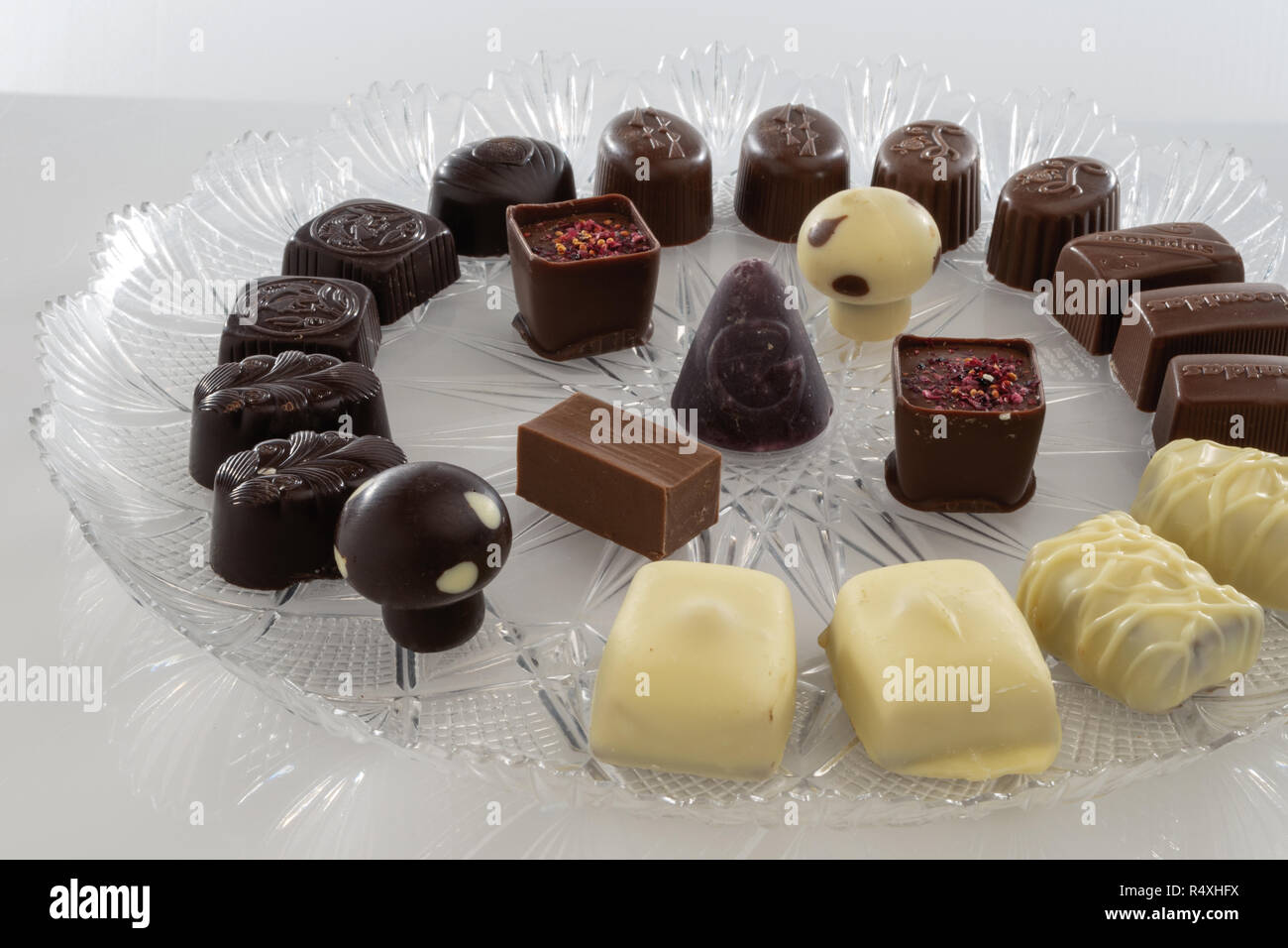 Stuffed chocolates plus flat flavors above Stock Photo Alamy