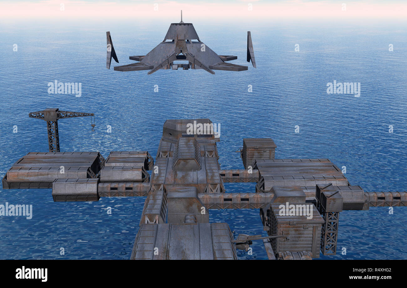 marine station on the high seas Stock Photo Alamy