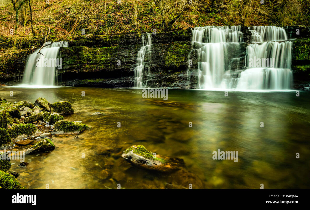 SGWD Y PANNWR WATERFALL, BRECON BEACONS NATIONAL PARK Stock Photo