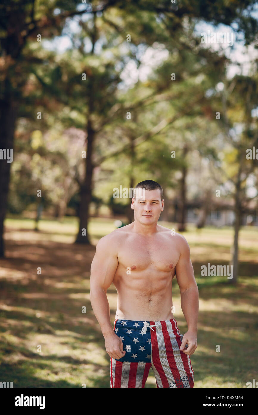 Handsome pumped up man training hi-res stock photography and images - Alamy