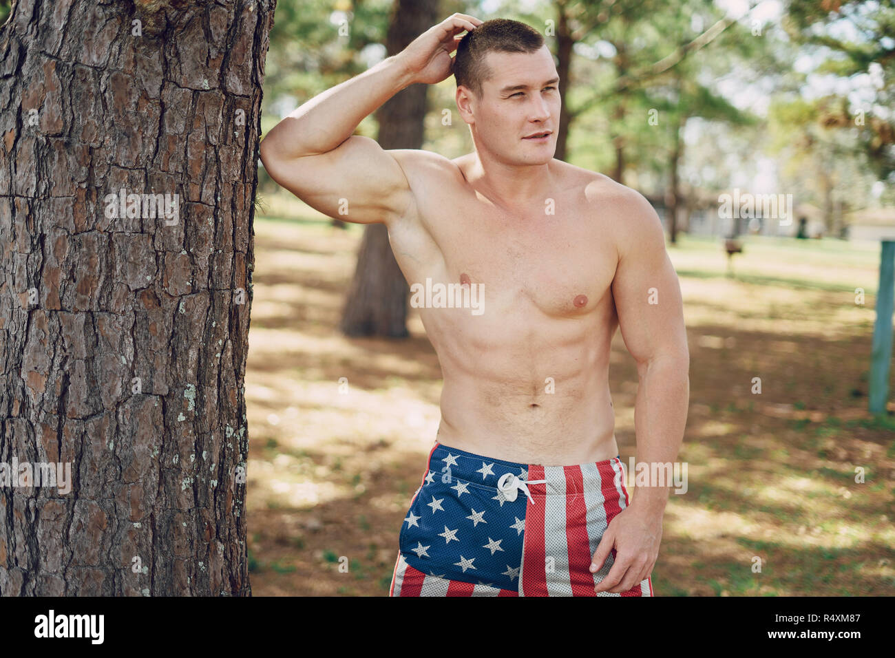 Handsome pumped up man training hi-res stock photography and images - Alamy