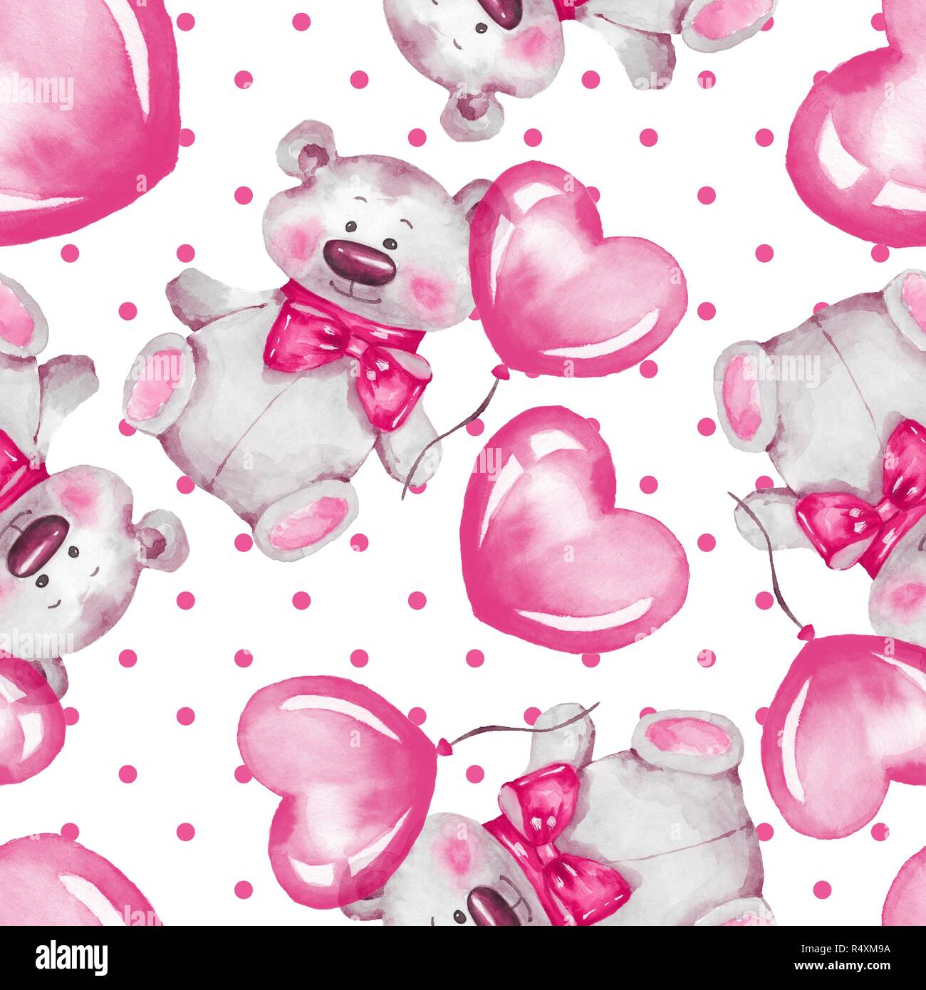 Seamless pattern with Teddy Bear and balloons Stock Photo - Alamy