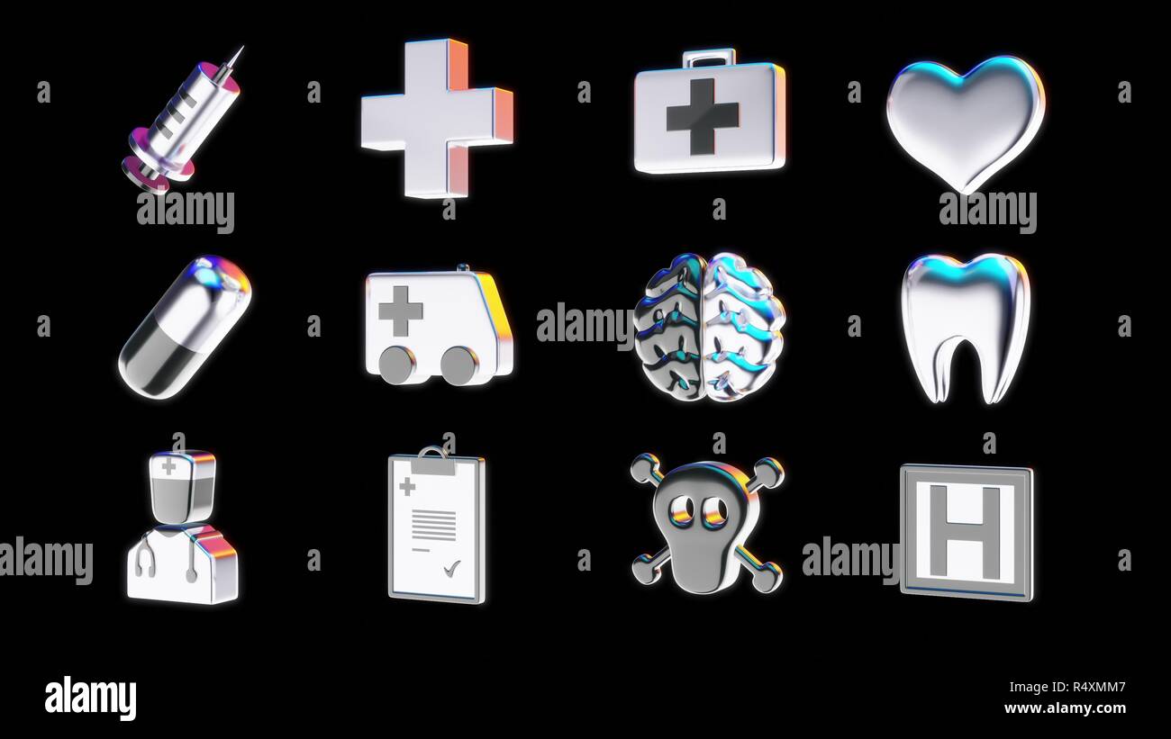 Medical icons - 3D Illustration Stock Photo - Alamy