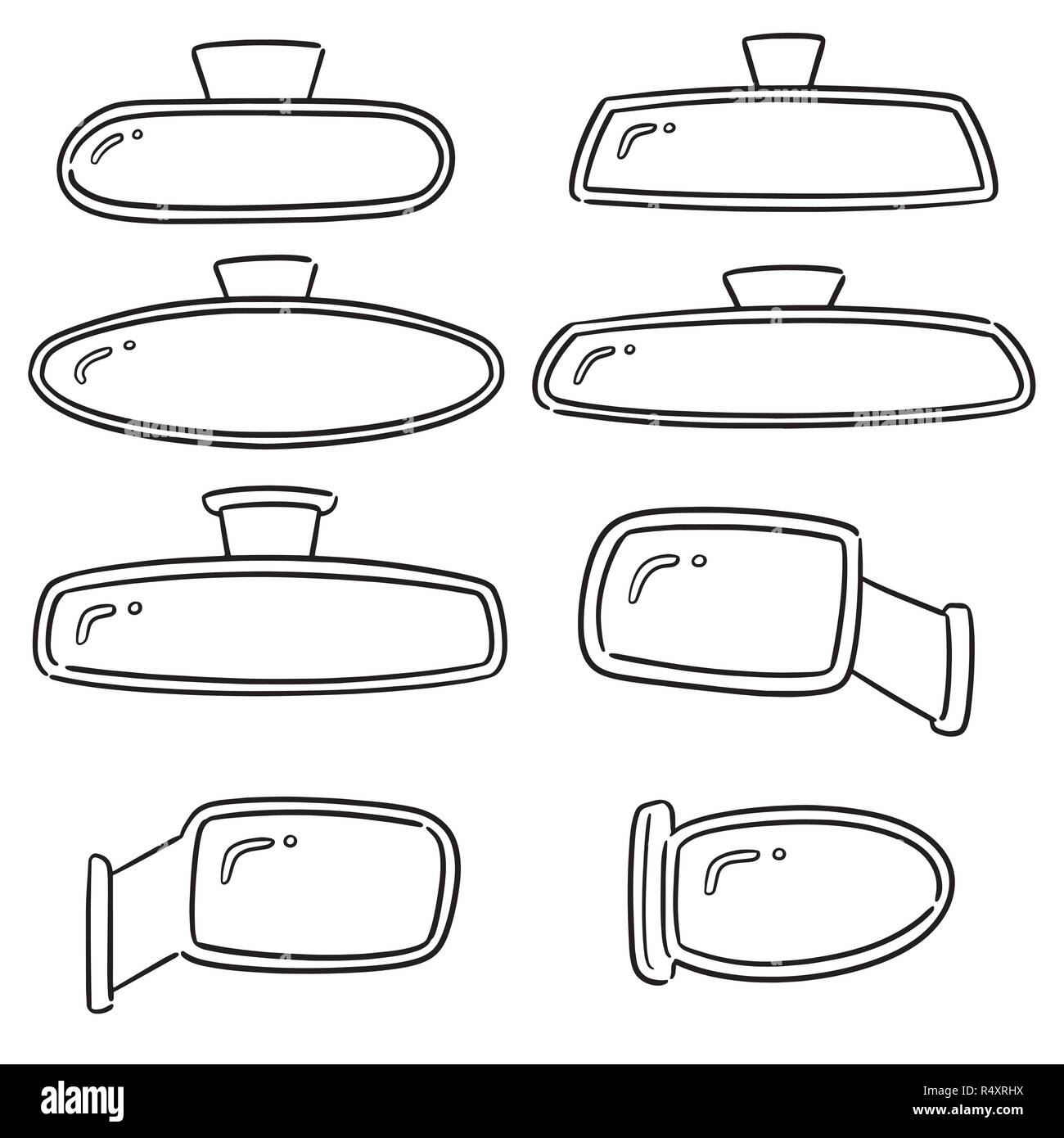 vector set of rear view mirrors Stock Vector