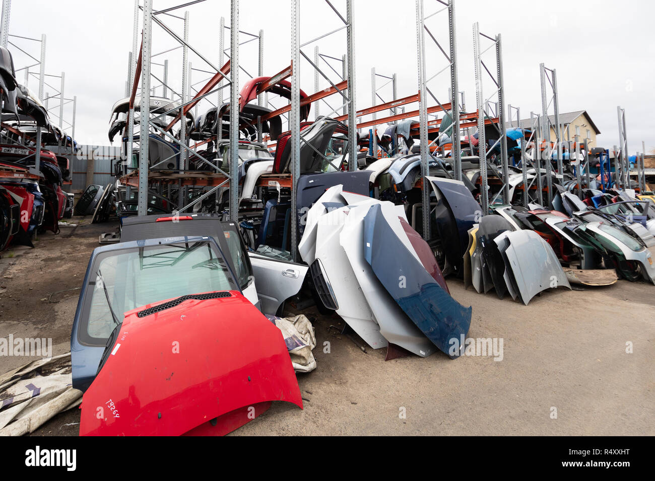 Racks with auto parts Stock Photo - Alamy
